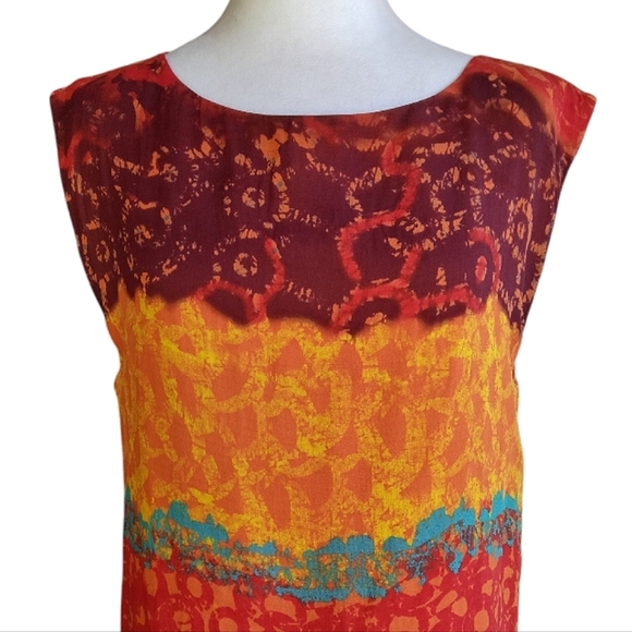 Alice + Olivia Colorful Abstract Print Silk Sleeveless Blouse Size Small - Picture 4 of 8